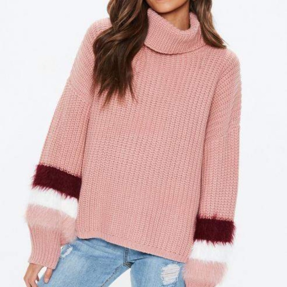 NWOT Missguided pink turtleneck sweater